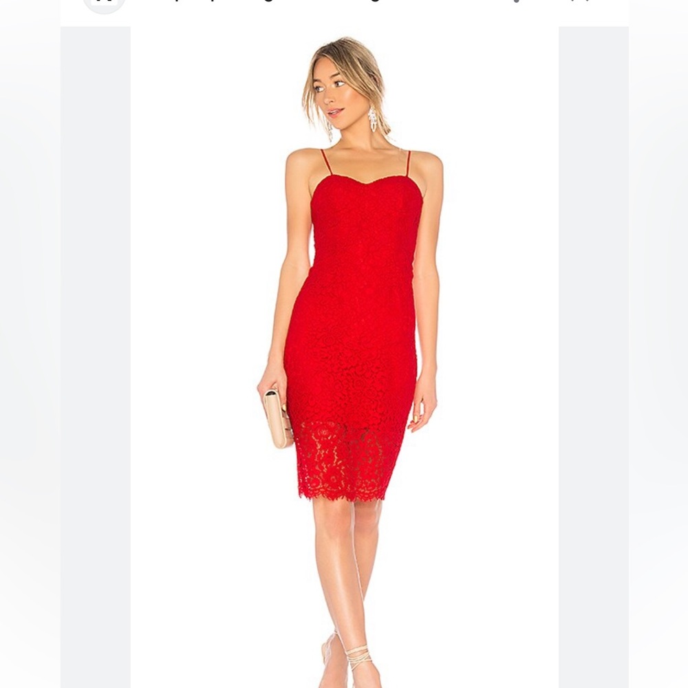 EUC Revolve Pierre Lace Dress in Red